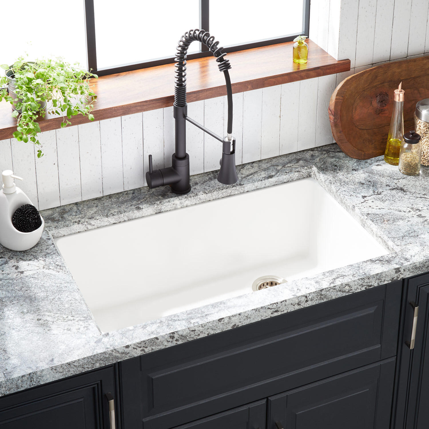 33″ Totten White Granite Composite Kitchen Sink – TITAN TREASURES